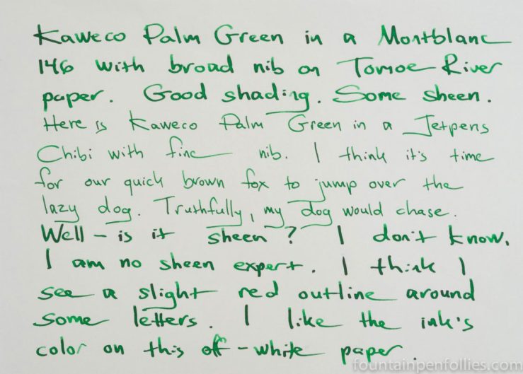 Kaweco Palm Green writing sample