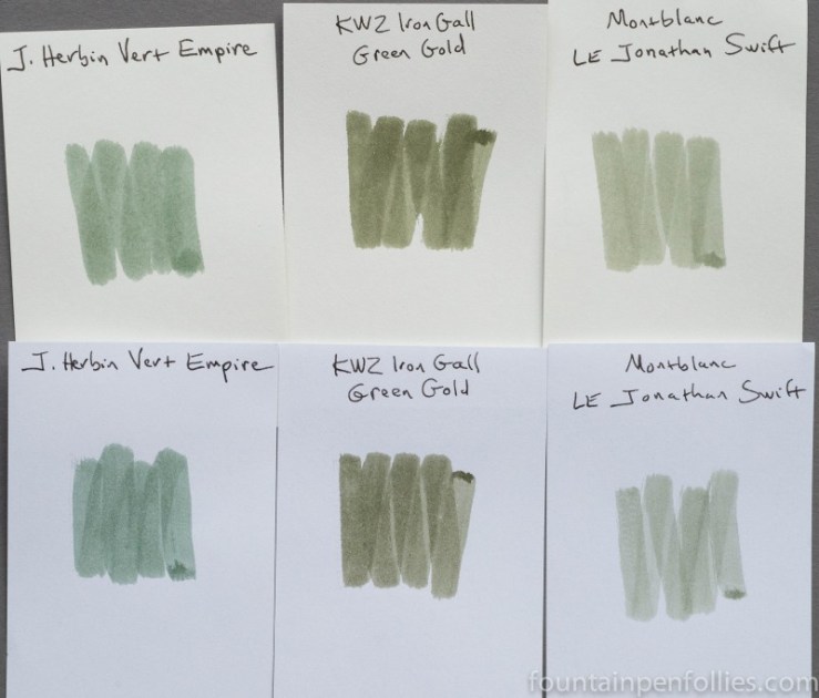 KWZ Iron Gall Green Gold ink comparisons