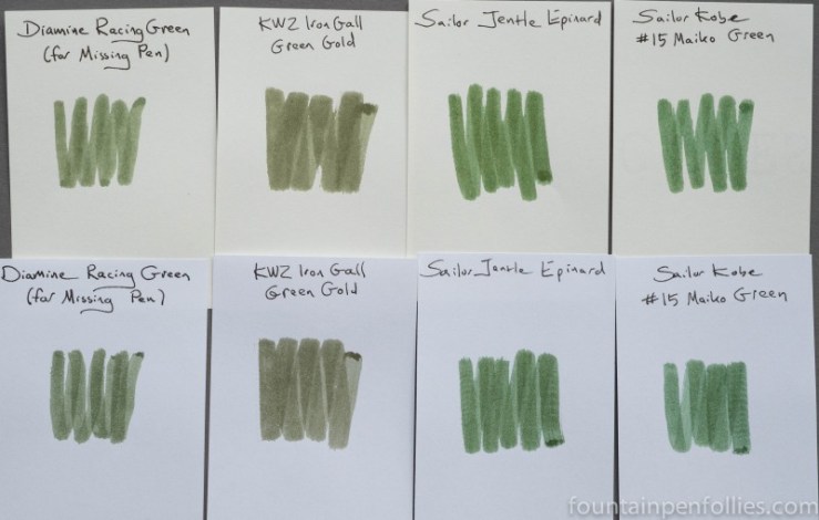 KWZ Iron Gall Green Gold ink comparisons