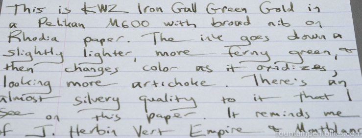 KWZ Iron Gall Green Gold ink writing sample