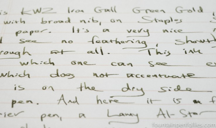 KWZ Iron Gall Green Gold ink writing sample