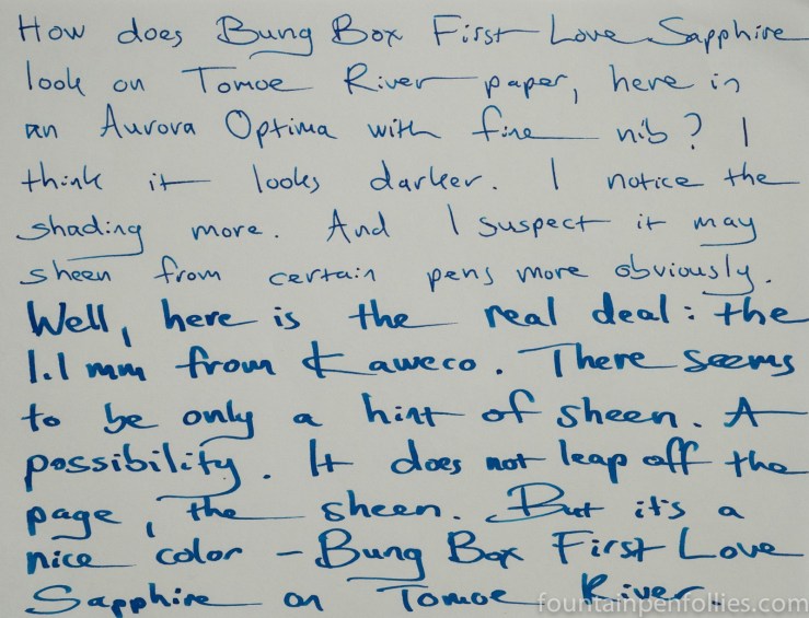 Bung Box First Love Sapphire writing sample