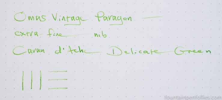 Omas Vintage Paragon Arco Verde and Caran d'Ache Delicate Green ink