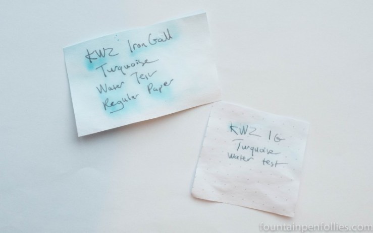 KWZ Iron Gall Turquoise ink water resistance