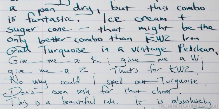KWZ Iron Gall Turquoise ink writing sample