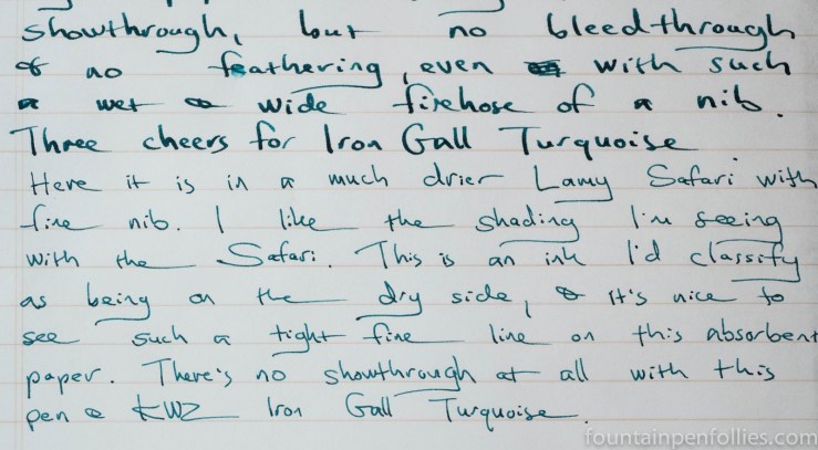 KWZ Iron Gall Turquoise ink writing sample