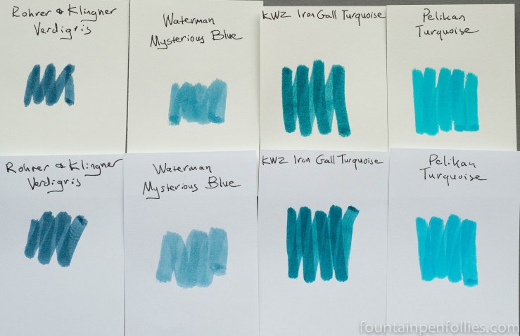 KWZ Iron Gall Turquoise ink comparisons