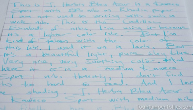 J. Herbin Bleu Azur ink writing sample