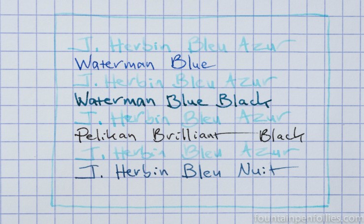 J. Herbin Bleu Azur ink writing sample comparisons