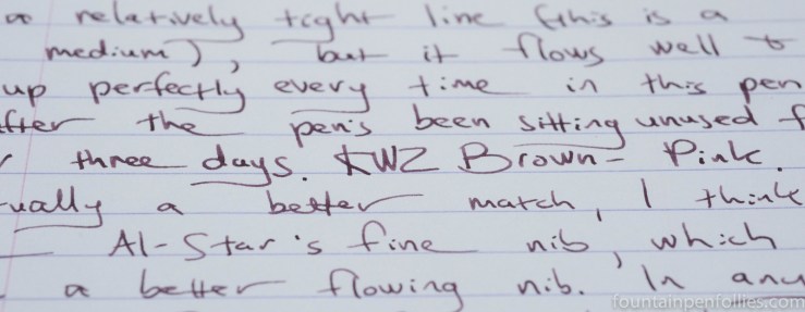 KWZ Brown-Pink ink writing sample