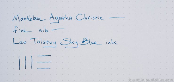 Montblanc Leo Tolstoy Sky Blue ink writing sample