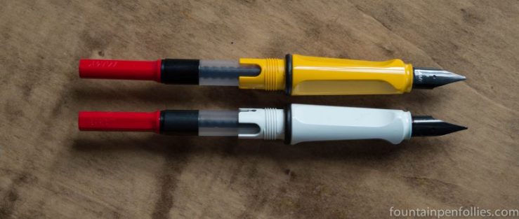 older Lamy Safaris with black nibs and cartridges