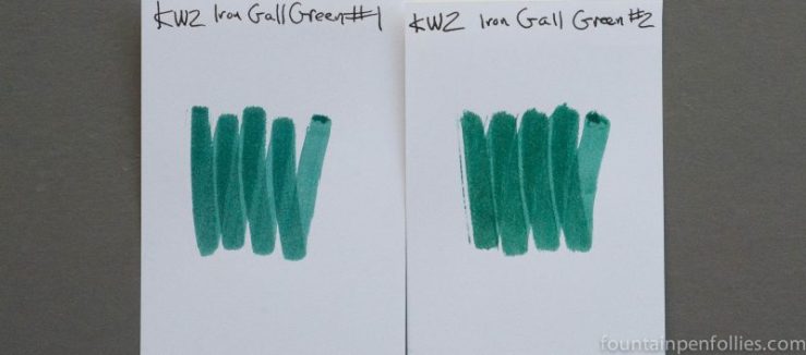 KWZ Iron Gall Green #1 and KWZ Iron Gall Green #2 ink swabs
