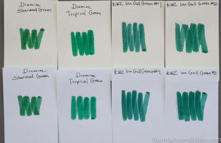 KWZ Iron Gall Green #2 ink swab comparisons