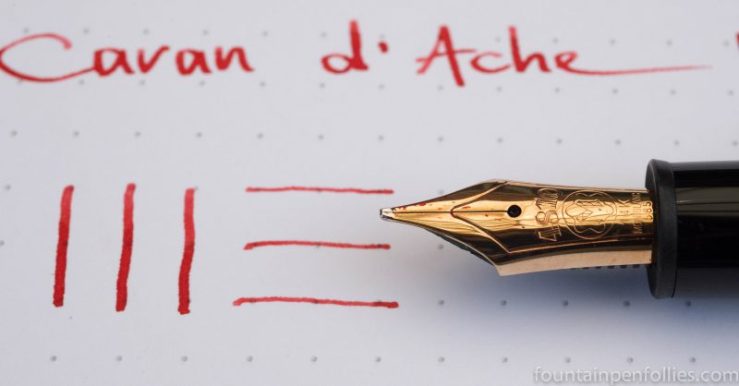 Montblanc 146 with broad nib Caran d'Ache Infra Red