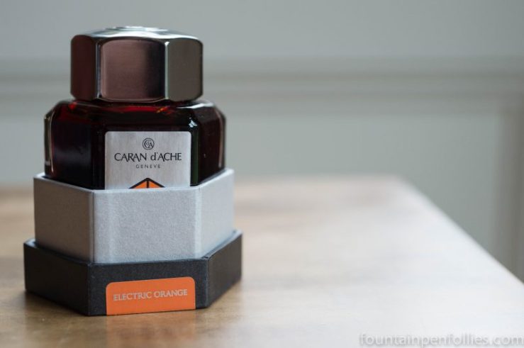 Caran d'Ache Electric Orange ink bottle
