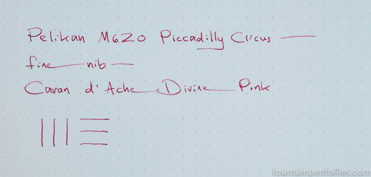 Caran d'Ache Divine Pink ink writing sample