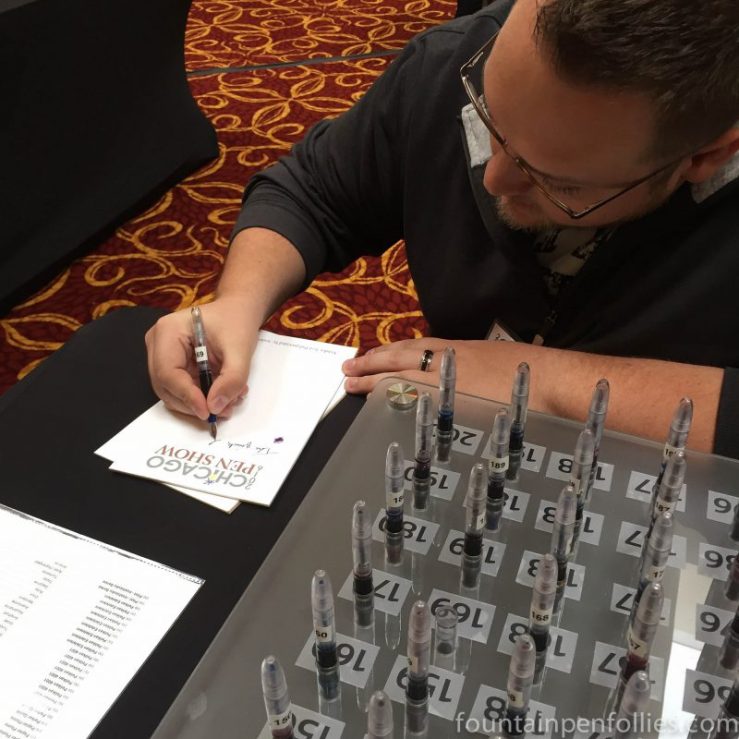 2016 Chicago Pen Show ink testing station