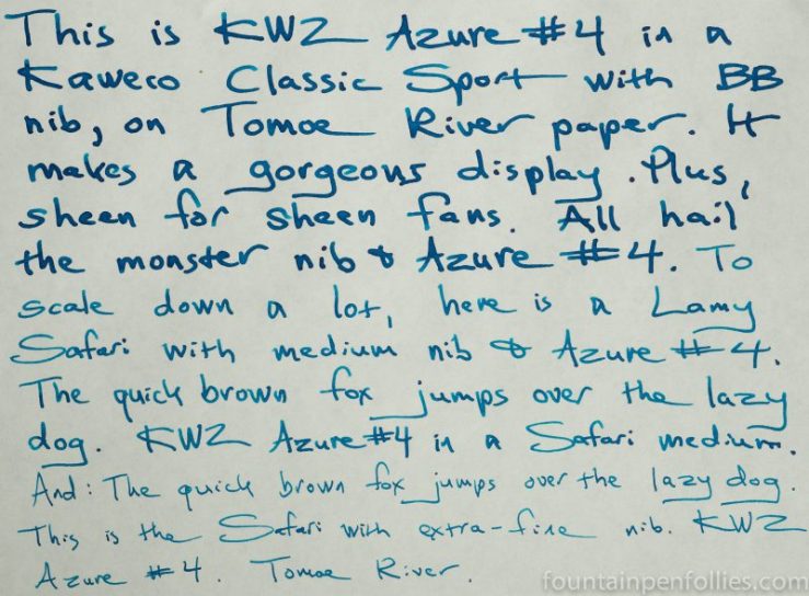 KWZ Azure #4 ink writing sample