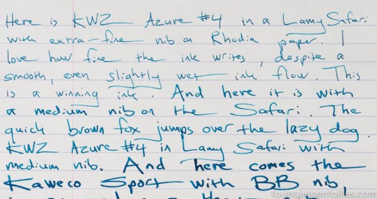 KWZ Azure #4 ink writing sample