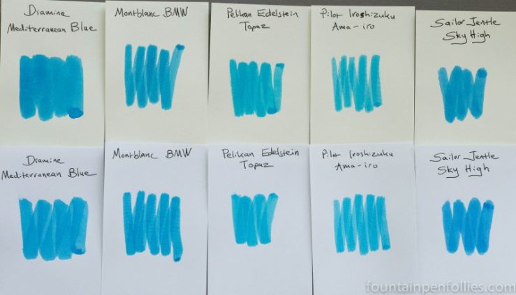 Montblanc BMW ink comparison swabs