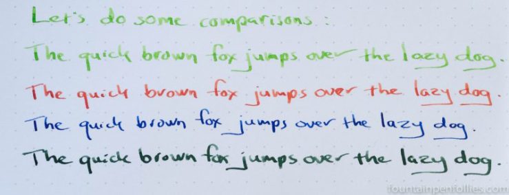 Aurora Optima factory stub nib writing sample comparisons