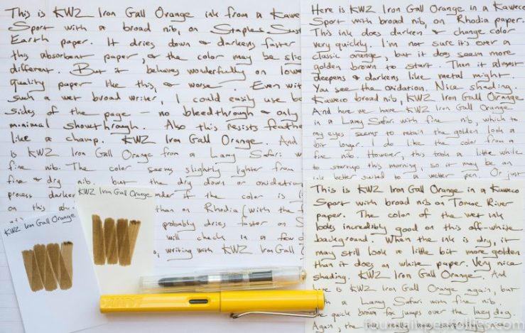 KWZ Iron Gall Orange writing samples