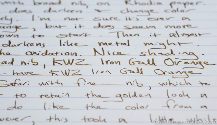 KWZ Iron Gall Orange writing sample