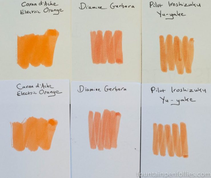 Diamine Gerbera swab comparison