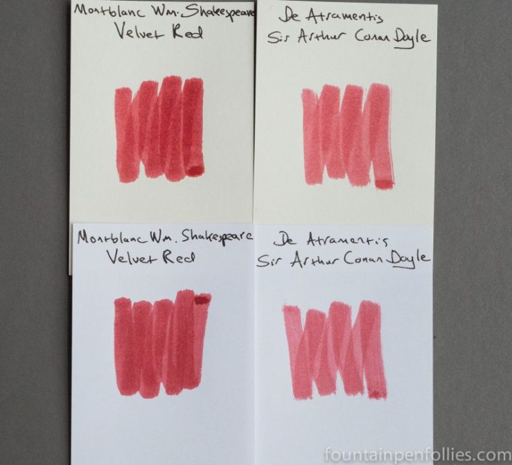 Montblanc Shakesepare and De Atramentis Sir Arthur Conan Doyle swab comparison