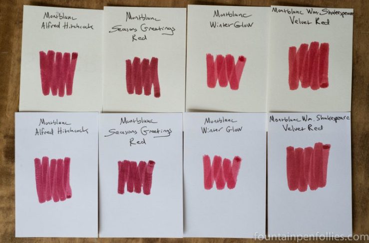 Montblanc William Shakespeare Velvet Red compared to Montblanc limited edition red inks
