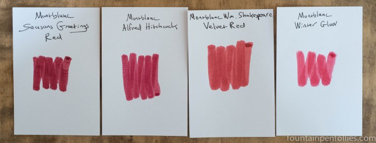 Montblanc William Shakespeare Velvet Red compared to Montblanc limited edition red inks