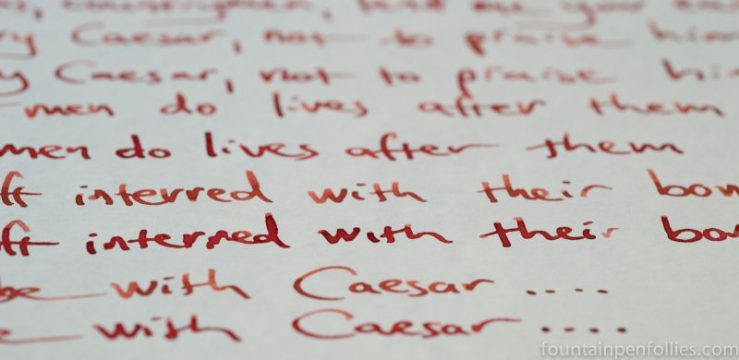 Diamine Carnival and Montblanc Shakespeare ink writing sample comparison