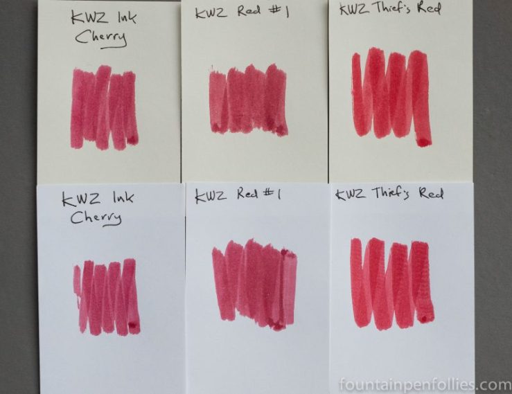 KWZ Thief's Red, Cherry and Red #1 swabs compared