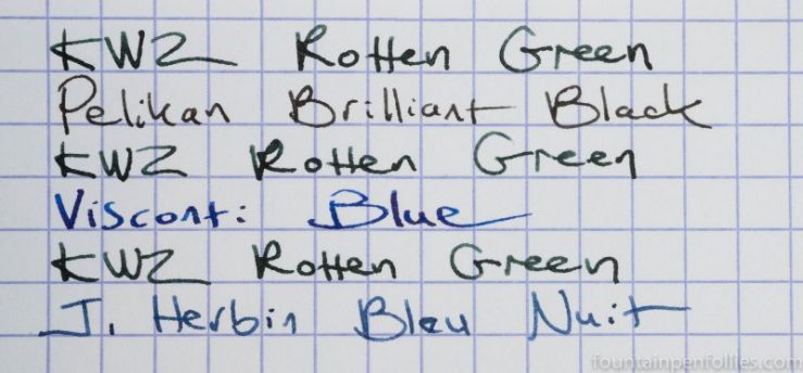 KWZ Rotten Green comparison with other inks