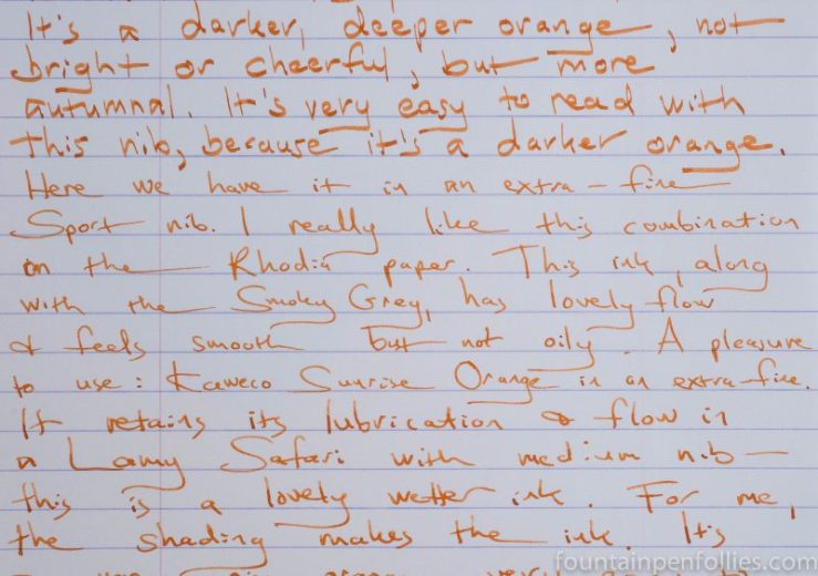 Kaweco Sunrise Orange writing sample