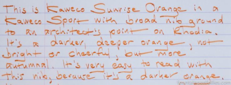 Kaweco Sunrise Orange writing sample