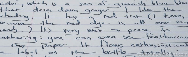 Noodler's Pacific Dawn at the Golden Gate writing sample