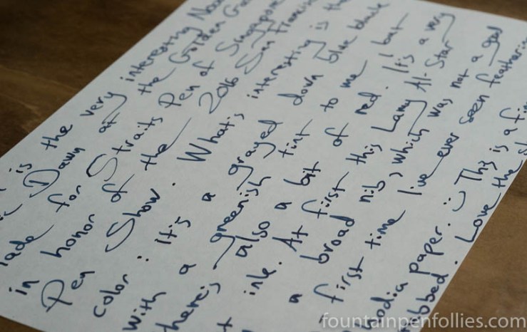 Noodler's Pacific Dawn at the Golden Gate writing sample