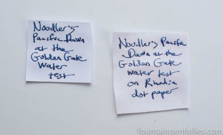 Noodler's Pacific Dawn at the Golden Gate water resistance