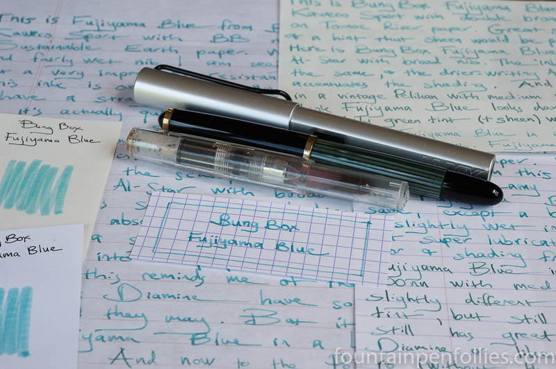 Fujiyama Blue 富士山　万年筆 Ink Review: Bung Box Fujiyama Blue – Fountain Pen Follies