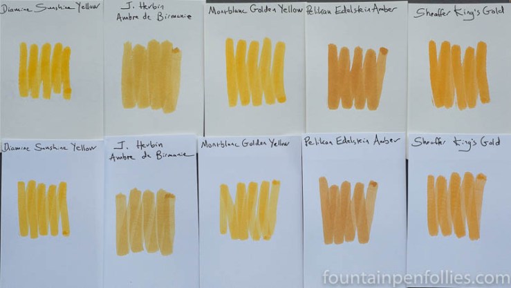 Montblanc Golden Yellow ink swab comparisons