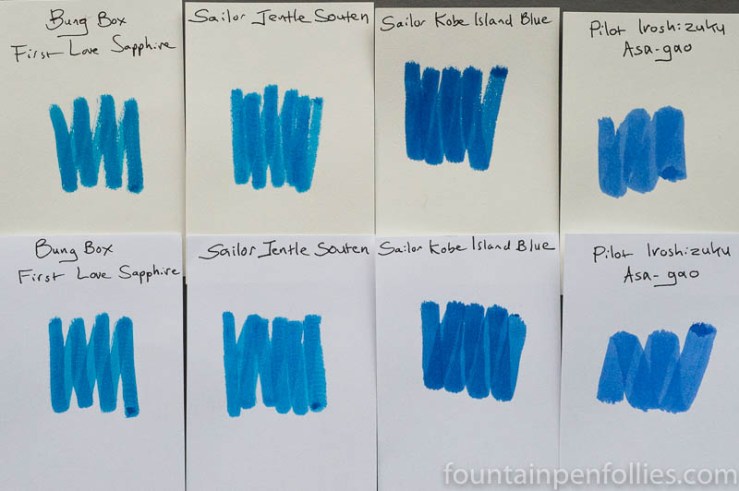 Sailor Kobe No. 37 Island Blue swab comparisons