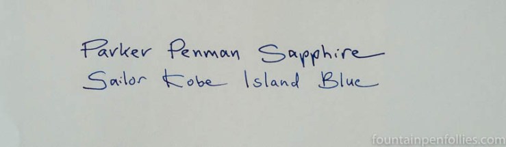 Parker Penman Sapphire comparison to Sailor Kobe 37 Island Blue
