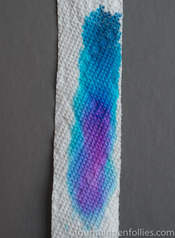 Sailor Kobe 37 Island Blue paper towel chromatography
