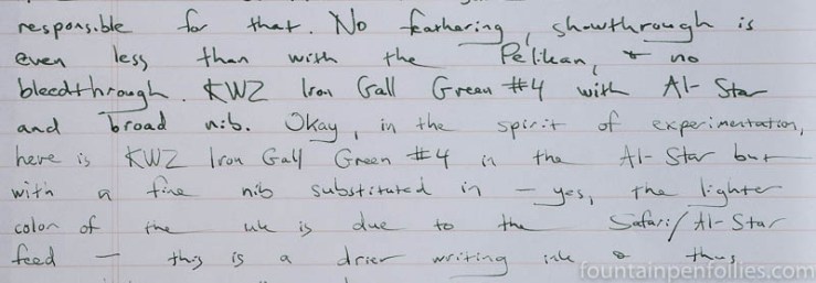 KWZ Iron Gall Green #4 writing sample