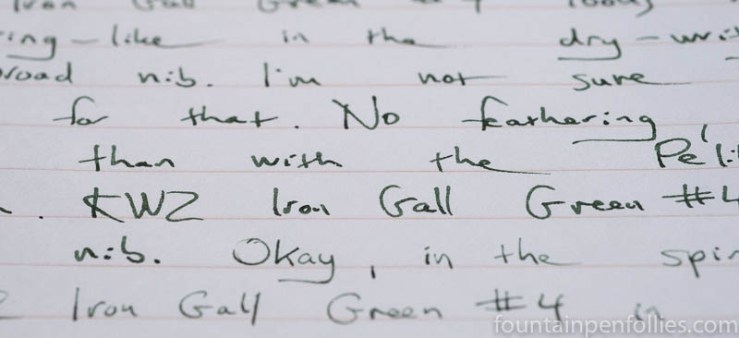 KWZ Iron Gall Green #4 writing sample