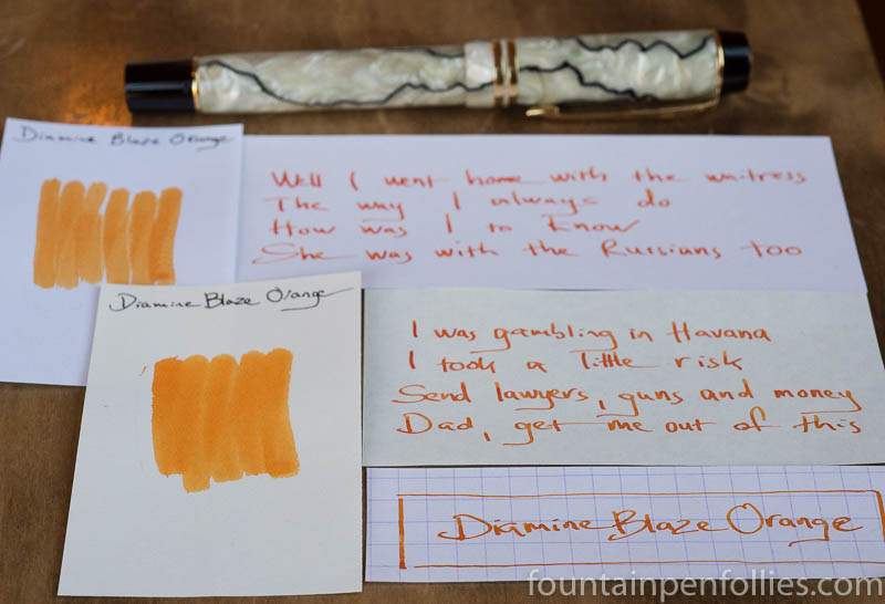 Ink Dips: Diamine Blaze Orange – Fountain Pen Follies