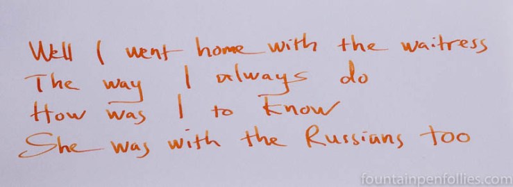 Diamine Blaze Orange writing sample