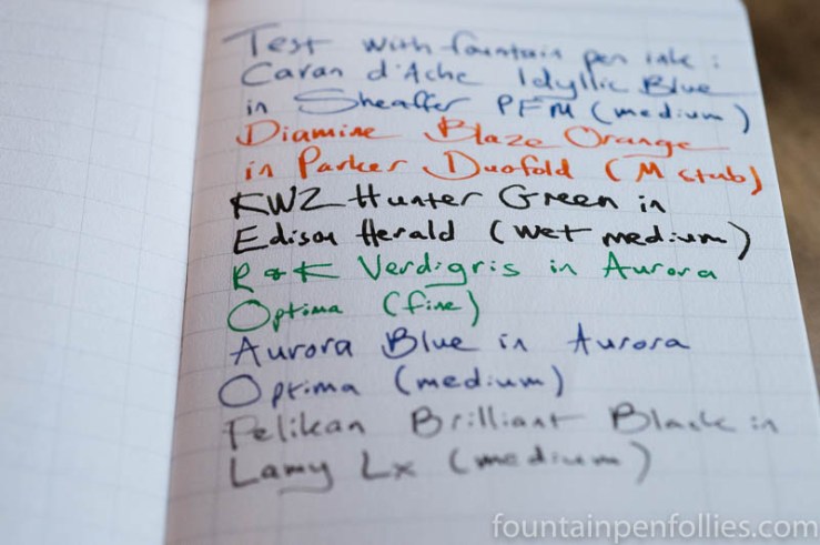 Field Notes Utility Edition paper with fountain pen ink